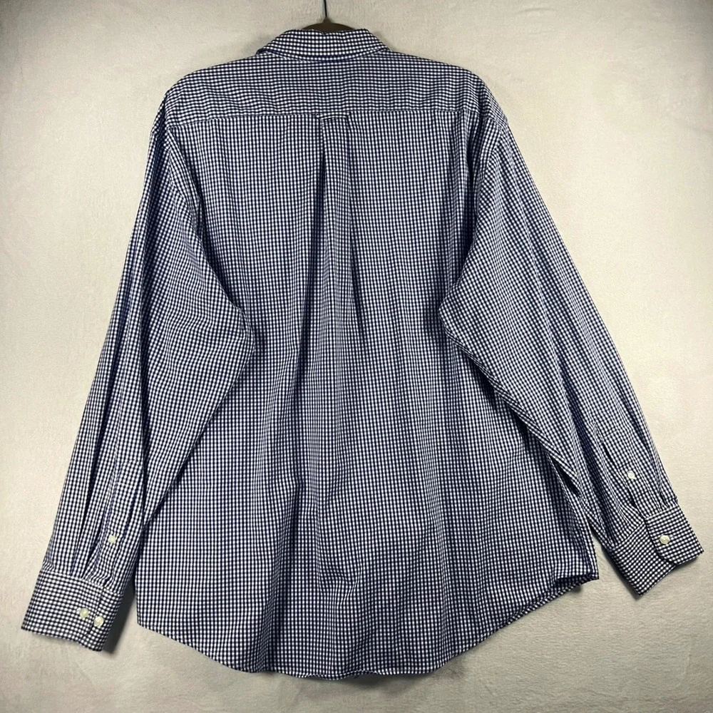 IZOD Mens Gingham Check Non Iron Stretch Button‎ Down Shirt XL Preppy